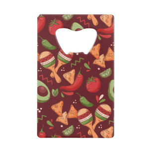 Red And Green Mexican Food Credit Card Bottle Opener
