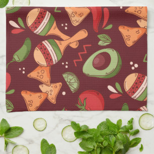 Red And Green Mexican Food Kitchen Towel
