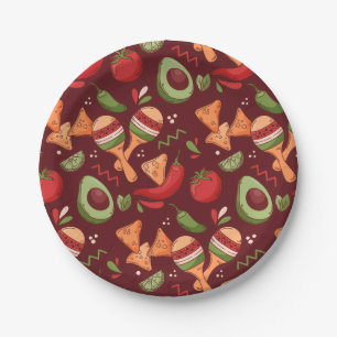 Red And Green Mexican Food Paper Plate