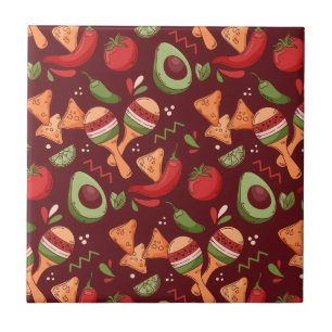 Red And Green Mexican Food Tile
