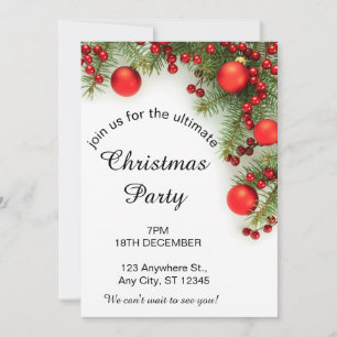 Red And Green Minimalist Christmas Invitation