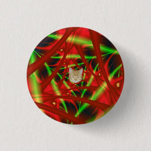 Red and Green Neural Network Spiral 1 Inch Round Button