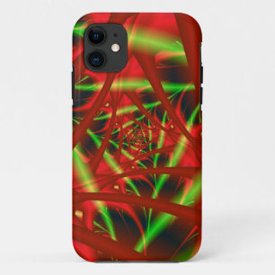 Red and Green Neural Network Spiral iPhone 11 Case