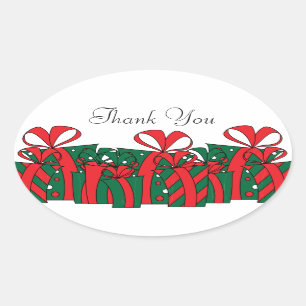 Red and Green Party Gift Presents Oval Sticker