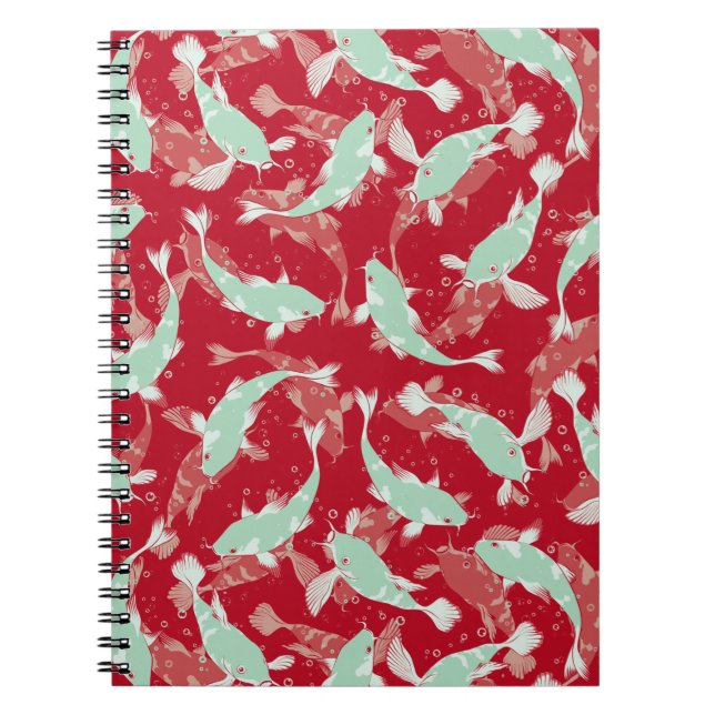 Red and Green Pattern - Koi Fish Notebook (Front)
