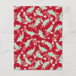 Red and Green Pattern - Koi Fish Postcard