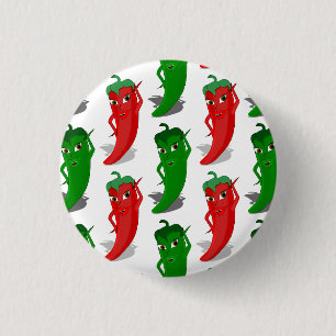 Red And Green Pepper Divas Cartoon Pattern 1 Inch Round Button