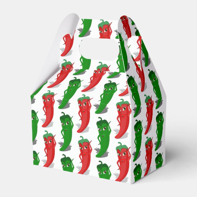 Red And Green Pepper Divas Cartoon Pattern Favor Box (Front Side)
