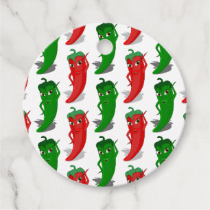 Red And Green Pepper Divas Cartoon Pattern Favour Tags