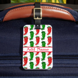 Red And Green Pepper Divas Cartoon Pattern Luggage Tag