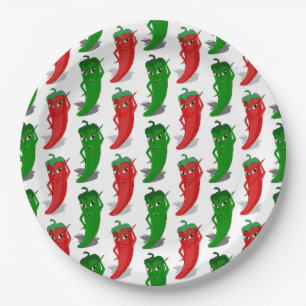Red And Green Pepper Divas Cartoon Pattern Paper Plate