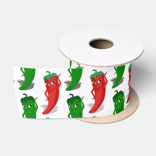 Red And Green Pepper Divas Cartoon Pattern Satin Ribbon