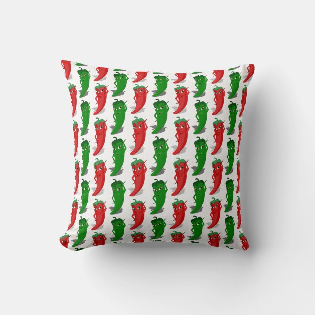 Red And Green Pepper Divas Cartoon Pattern Throw Pillow (Front)