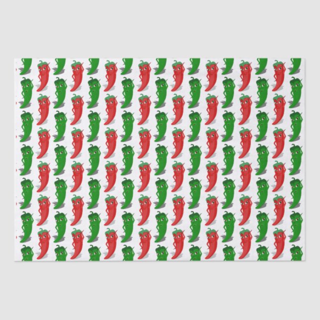 Red And Green Pepper Divas Cartoon Pattern Tissue Paper (Front)