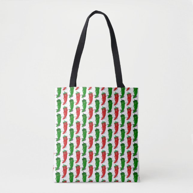 Red And Green Pepper Divas Cartoon Pattern Tote Bag (Front)