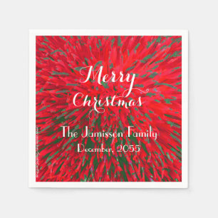 Red and Green Personalized Merry Christmas Party Napkin