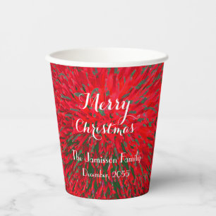 Red and Green Personalized Merry Christmas Party P Paper Cups