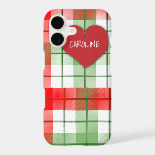 Red and Green Plaid and Heart iPhone 7/8 Case