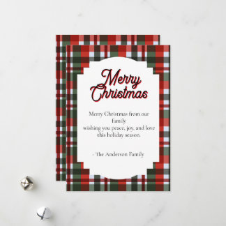 Red and Green Plaid Christmas  Holiday Card