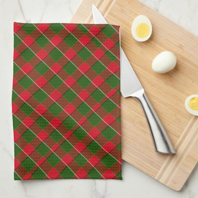 Red And Green Plaid Christmas Kitchen Towel (Quarter Fold)