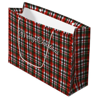 Red and Green Plaid Christmas Large Gift Bag