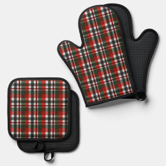 Red and Green Plaid Christmas Oven Mitt & Pot Holder Set