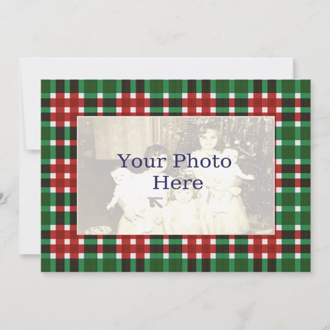 Red and Green Plaid Christmas Photo Card (Front)