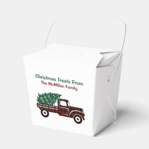 Red and Green Plaid Christmas Tree Truck Favor Box