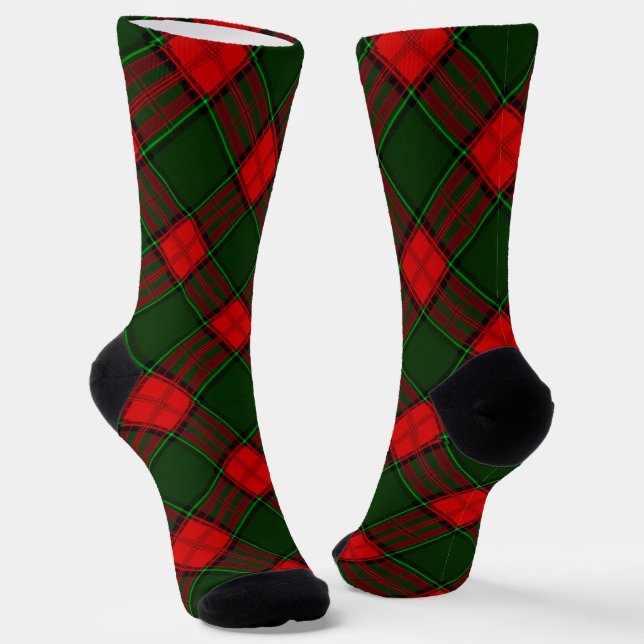 Red And Green Plaid  Socks (Angled)