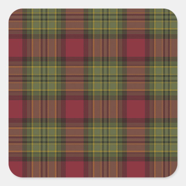 Red and Green Plaid Square Sticker (Front)