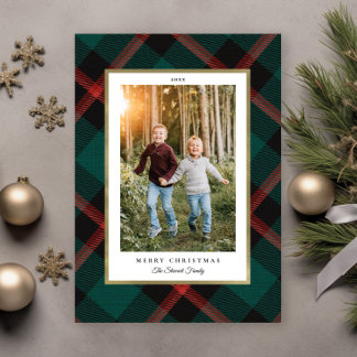 Red and Green Plaid Tradition Christmas Photo Holiday Card