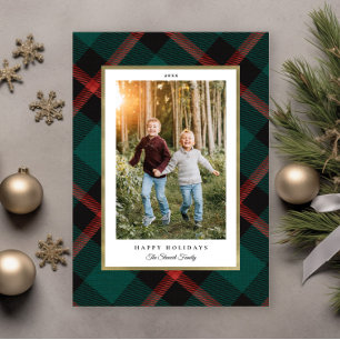 Red and Green Plaid Tradition Photo Holiday Card