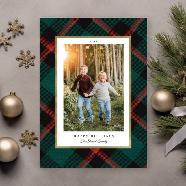 Red and Green Plaid Tradition Photo Holiday Card (Creator Uploaded)
