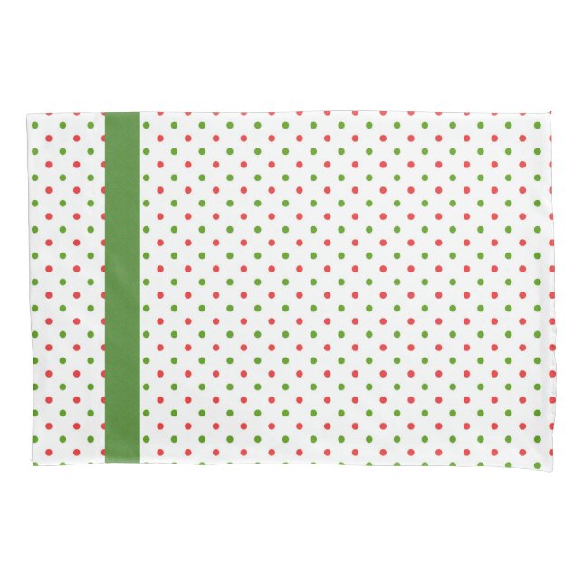 Red and Green Polka Dot Christmas Pillow Case (Front)
