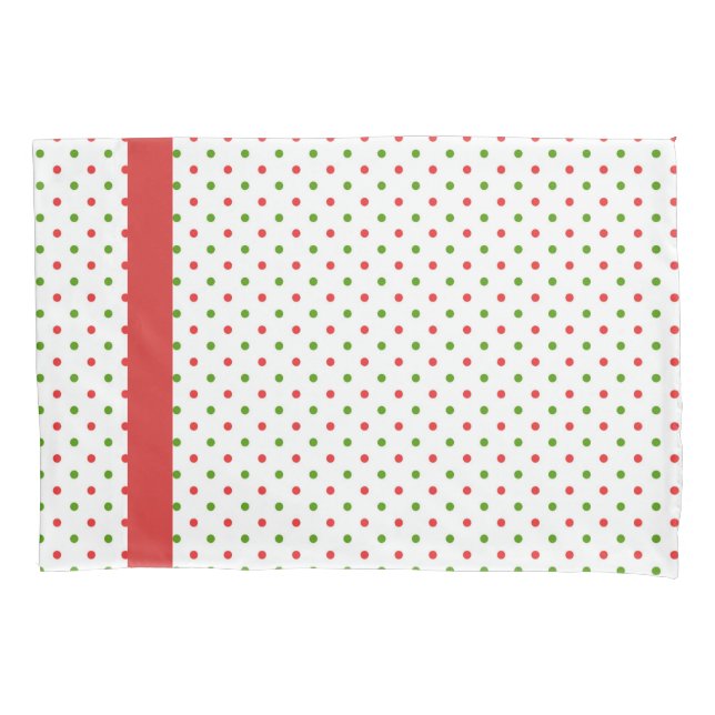 Red and Green Polka Dot Christmas Pillow Case (Front)