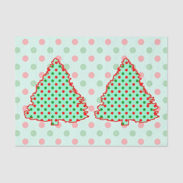 Red and Green Polka Dot Tree Tissue Paper (Front)
