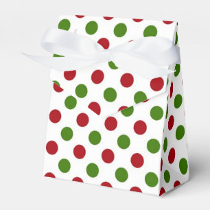 Red and green polka dots favor box