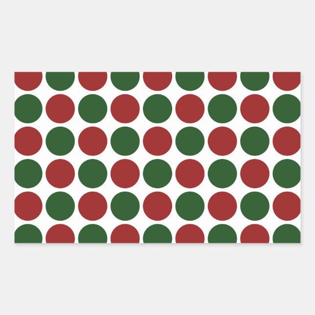 Red and Green Polka Dots on White Sticker (Front)