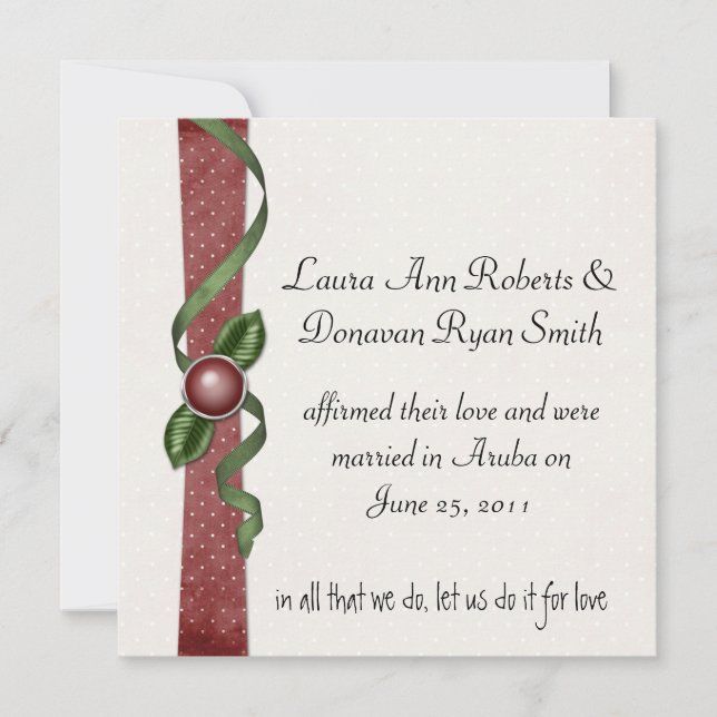 Red and Green Post Wedding Invitation (Front)