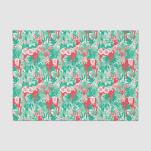 Red and Green Preppy Christmas Reindeer Tissue Paper