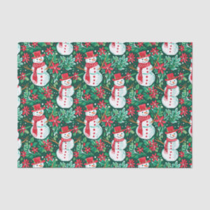 Red and Green Preppy Christmas Snowmen Tissue Paper