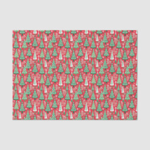 Red and Green Preppy Christmas Trees Tissue Paper