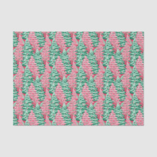 Red and Green Preppy Christmas Trees Tissue Paper