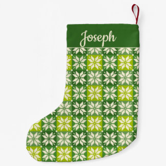 Red and Green Quilted Star  Small Christmas Stocking