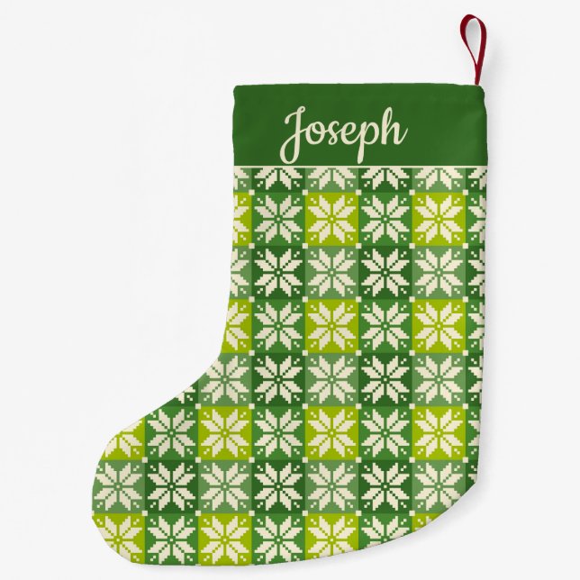 Red and Green Quilted Star  Small Christmas Stocking (Back)