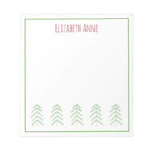 Red and Green Scandinavian Christmas Trees Notepad