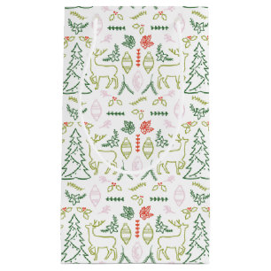 Red and Green Scandinavian Pattern Gift Bag