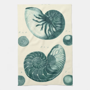 Red and Green Seashell Art Kitchen Towel