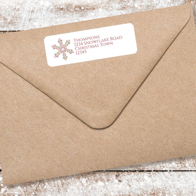 Red and Green Snowflake Christmas Return Address (Creator Uploaded)