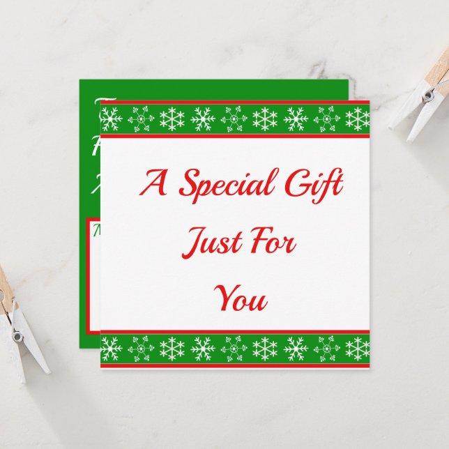 Red and Green Snowflake Gift Certificate (Front/Back In Situ)